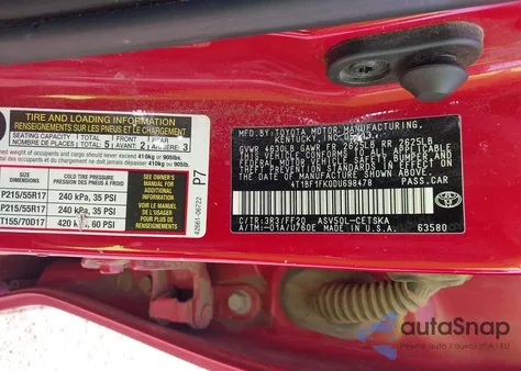 2013 Toyota Camry Se из США, поврежденный, VIN 4T1BF1FK0DU698478